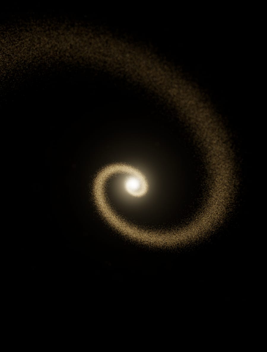 A golden spiral of light widening with every turn